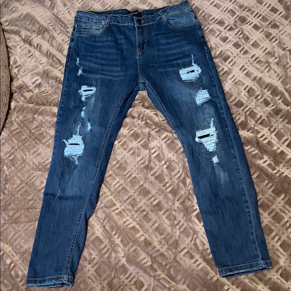 Distressed Blue Jeans